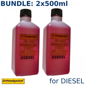 DIESEL Test Fluid  FX-600 PETROL/LPG 2x500ml  for Combustion Leak Testers / Detectors / Head Gasket Testers / Block Sniff Testers 